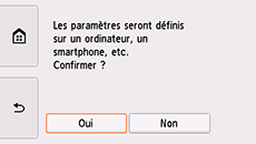 Écran Connexion facile sans fil : Les paramètres seront définis sur un ordinateur ou un smartphone, etc.